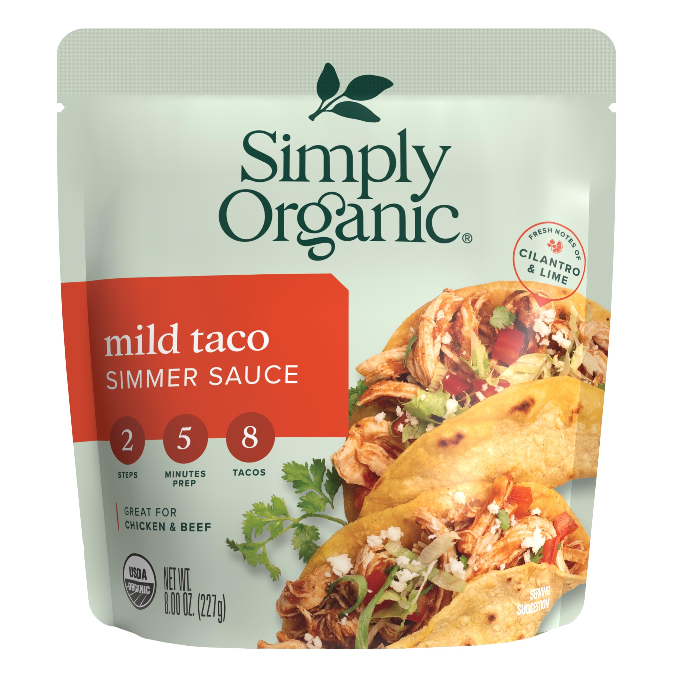 SIMPLY ORGANIC (Pack of 18) Simply Organic Mild Taco Simmer Sauce 8 Oz