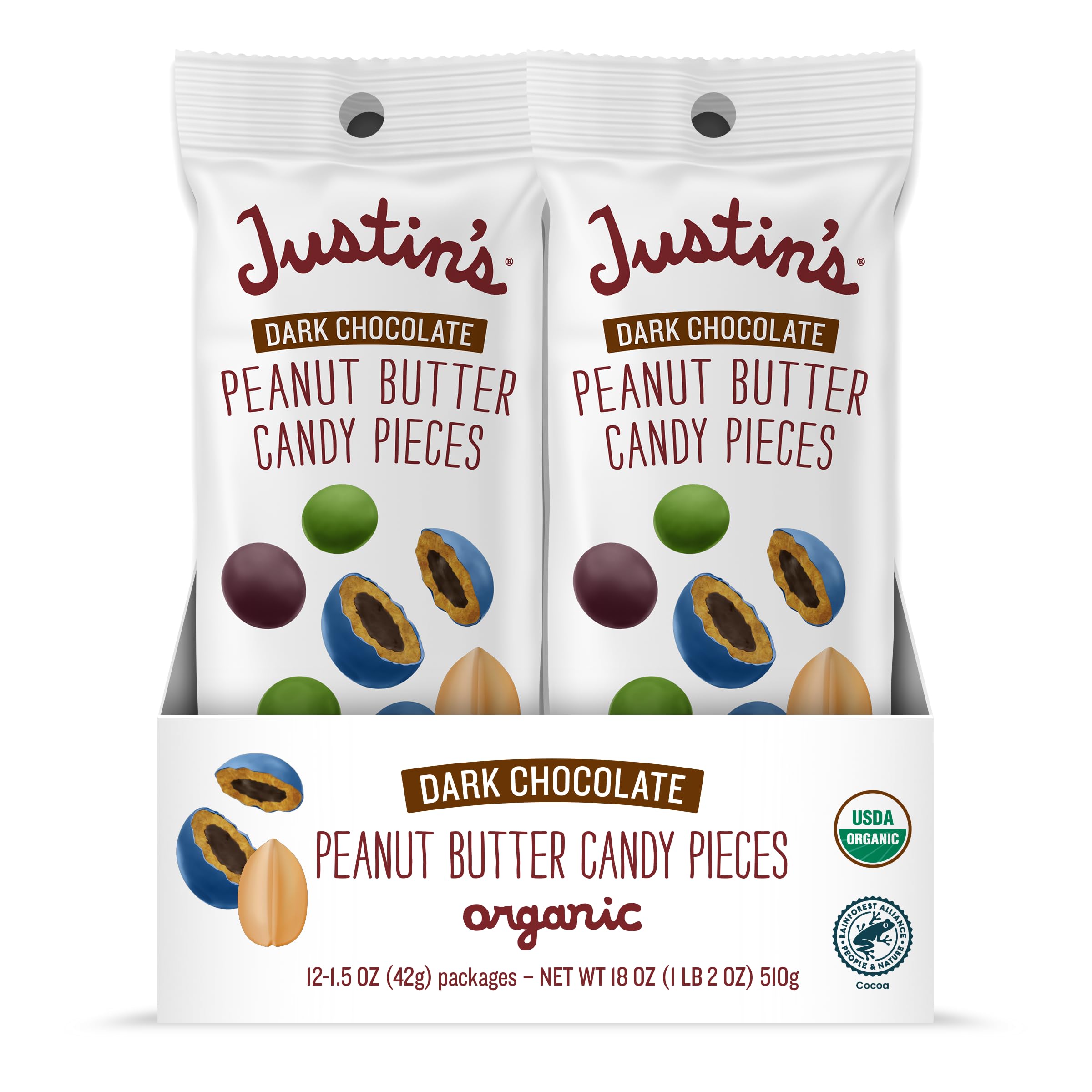 Justin's Dark Chocolate Candy Pieces Peanut Butter