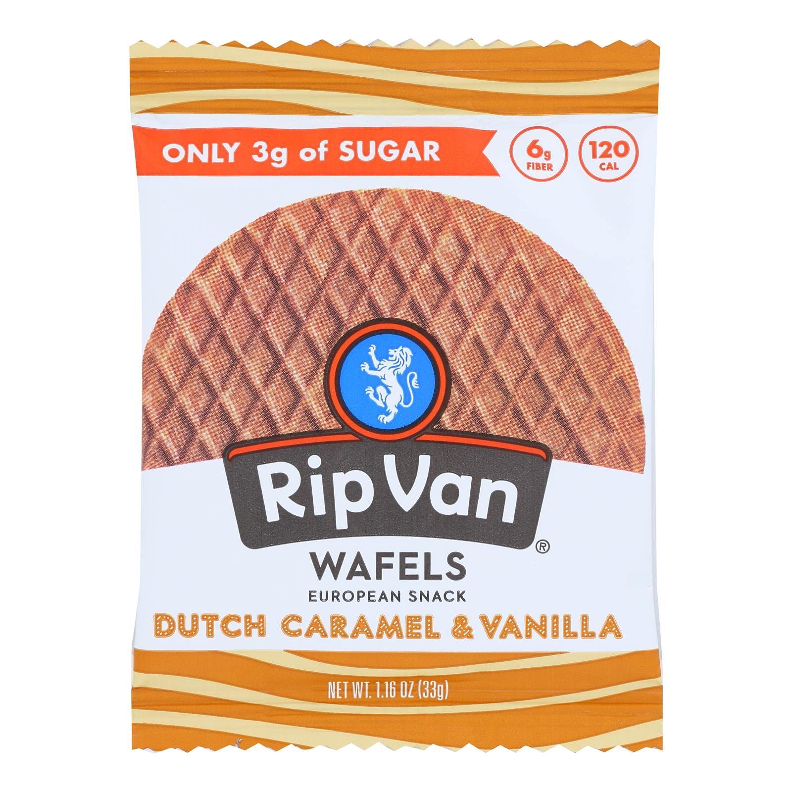 RIP VAN (Pack of 36) Rip Van Wafels Dutch Caramel Vanilla Cookie 1.16 Oz