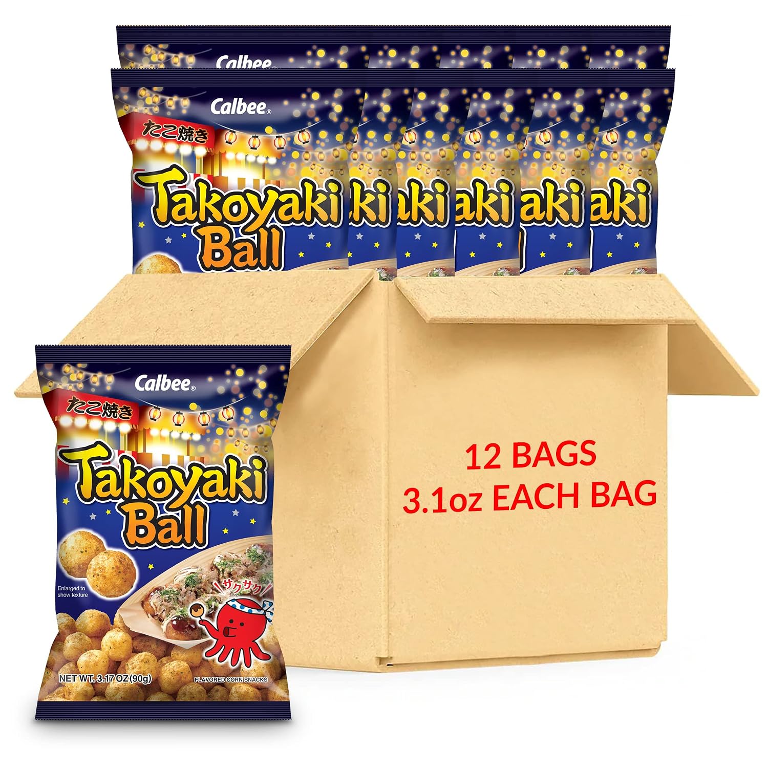 CALBEE (Pack Of 12) Calbee Snack Corn Takoyaki 3.17 Oz
