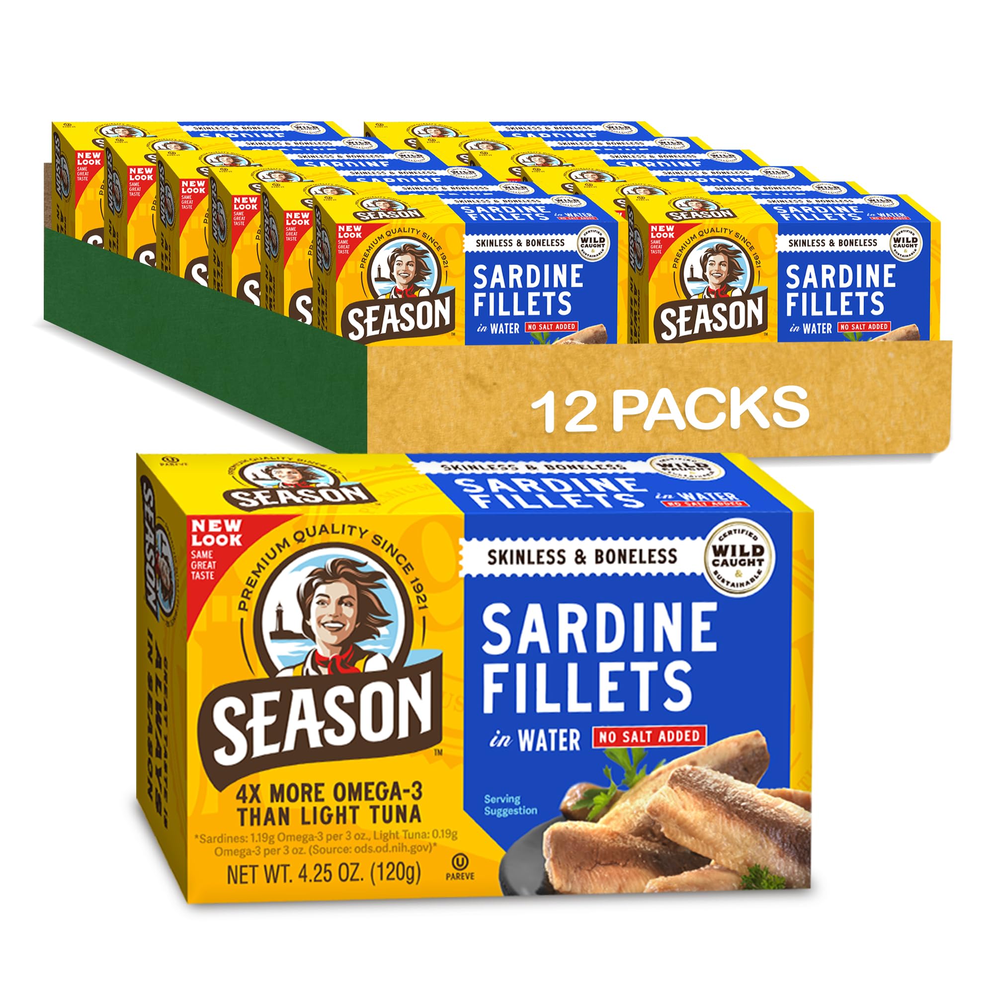 Season Sardines in Water - Skinless & Boneless, No Salt Added, Wild