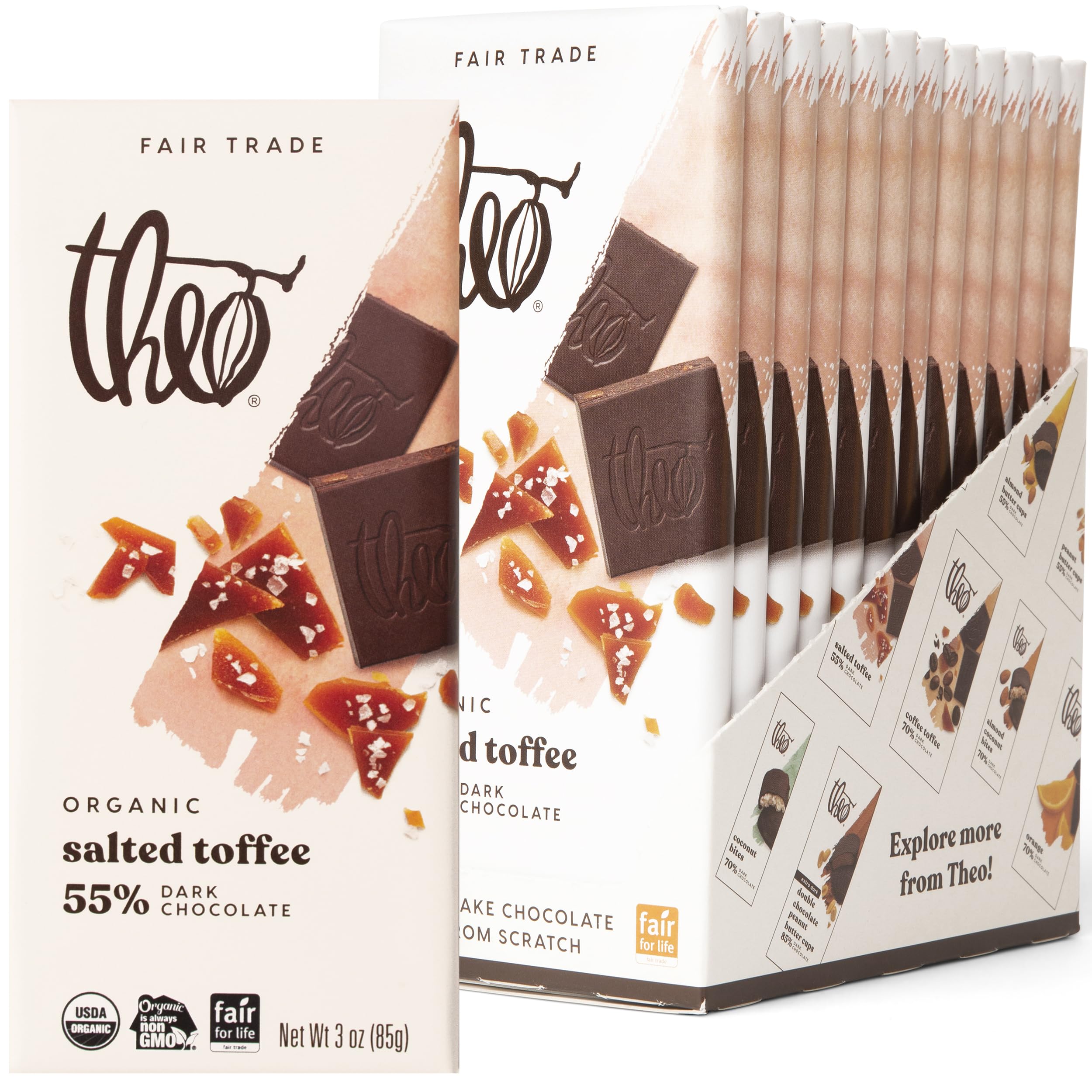 Theo Chocolate Bar Dark Sea Salted Toffee Organic
