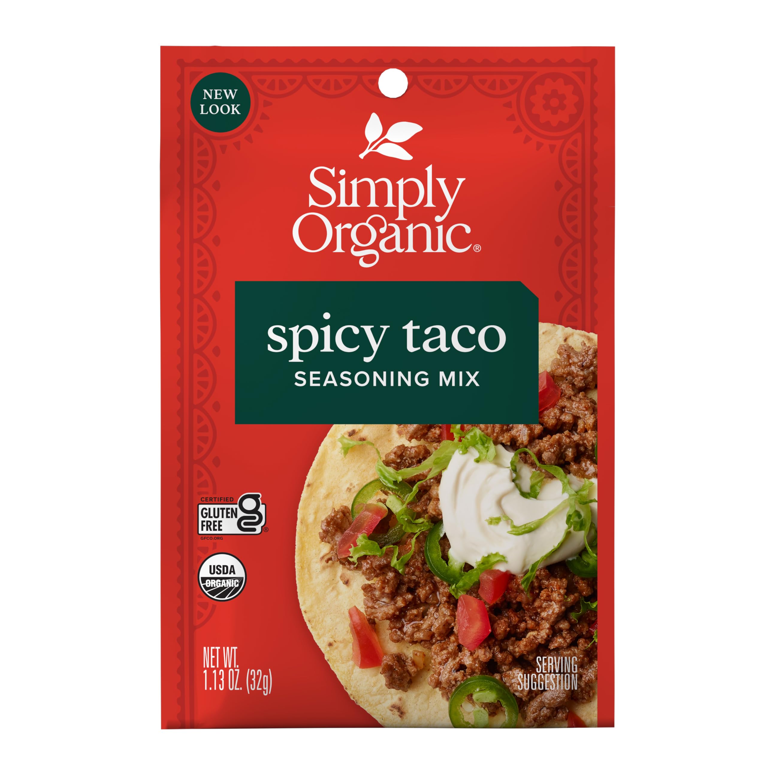 SIMPLY ORGANIC (Pack of 36) Simply Organic Taco Seasoning Spicy Spice Packets 1.13 Oz