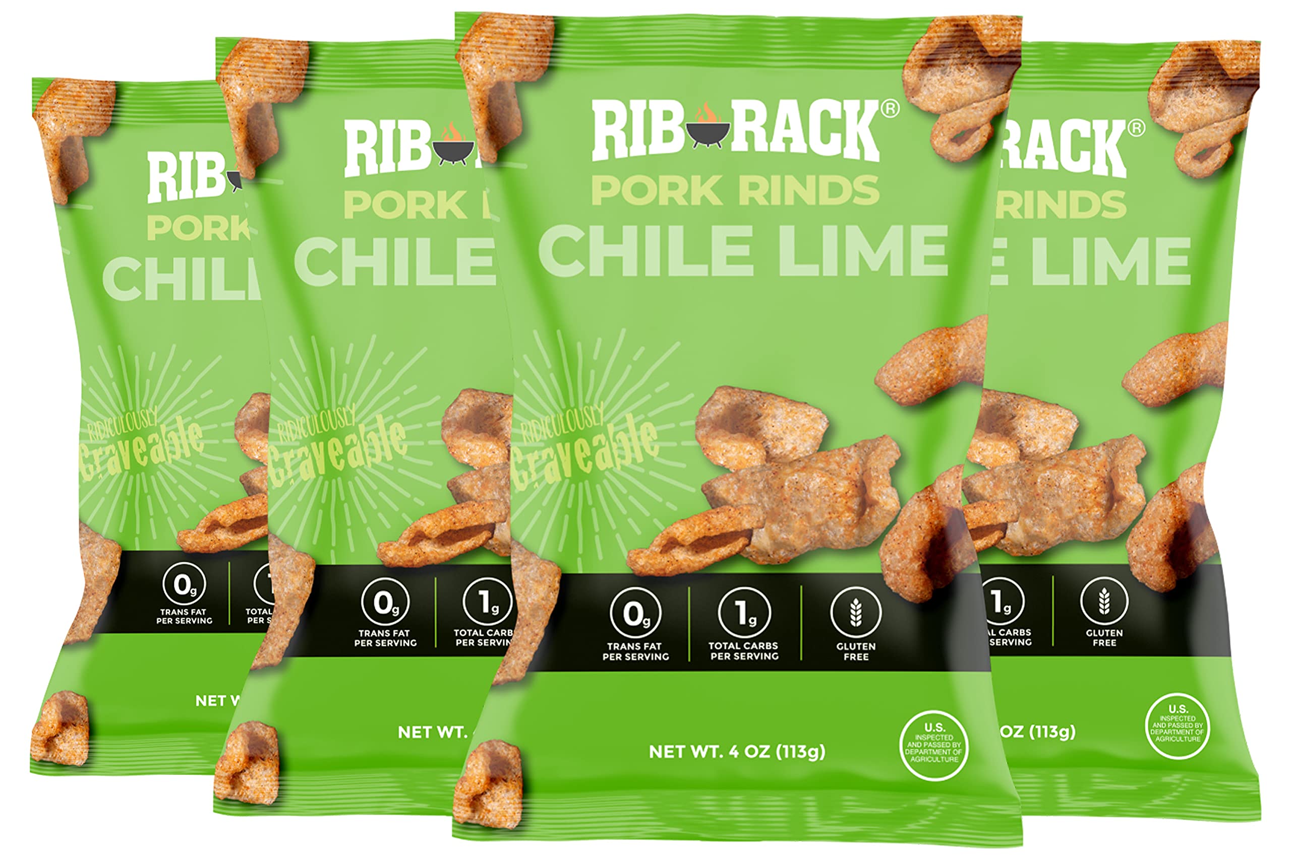 Rib Rack Pork Rinds Chile Lime Seasoned Natural Snack