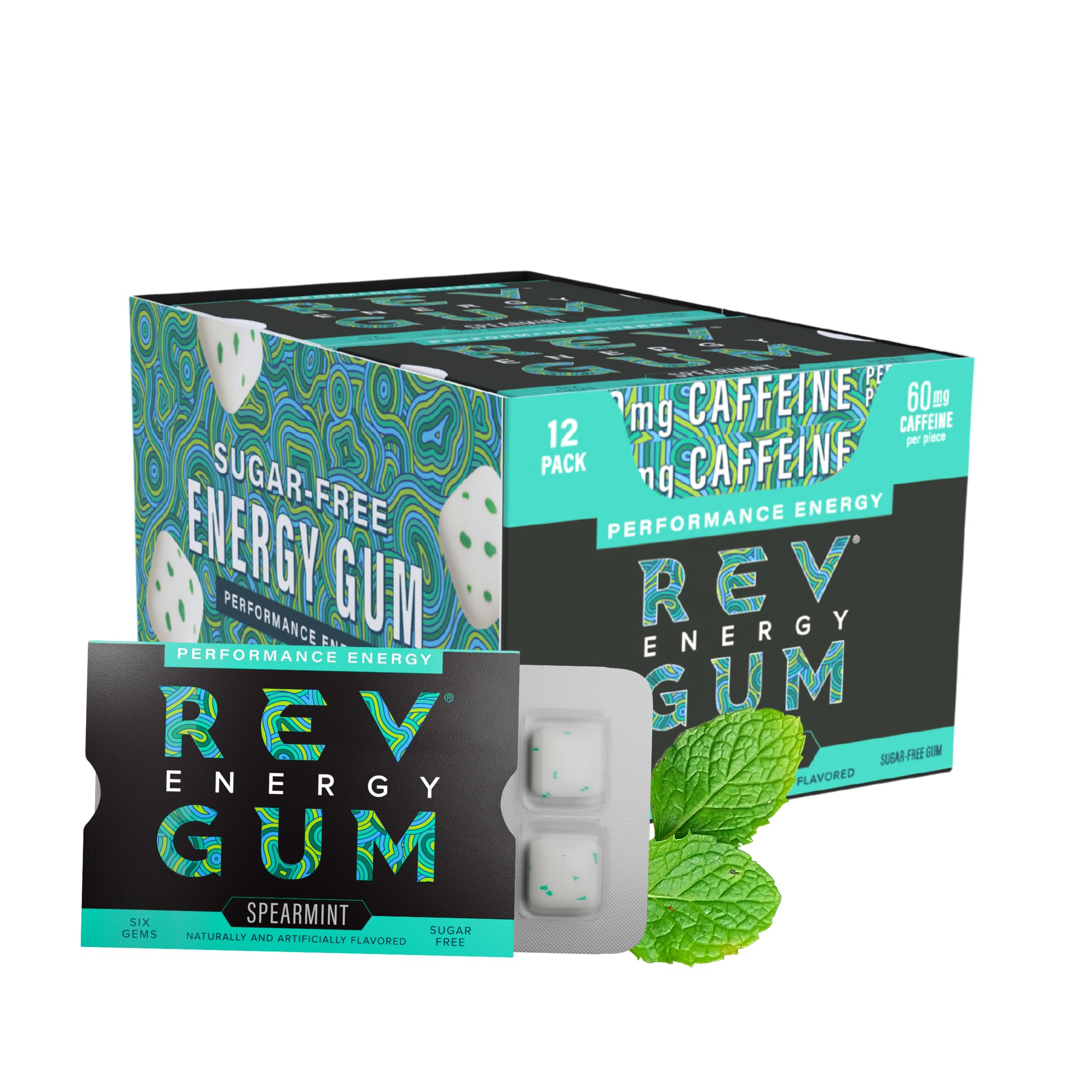 Rev Gum Spearmint Gum Regular Strength Chewing Gum