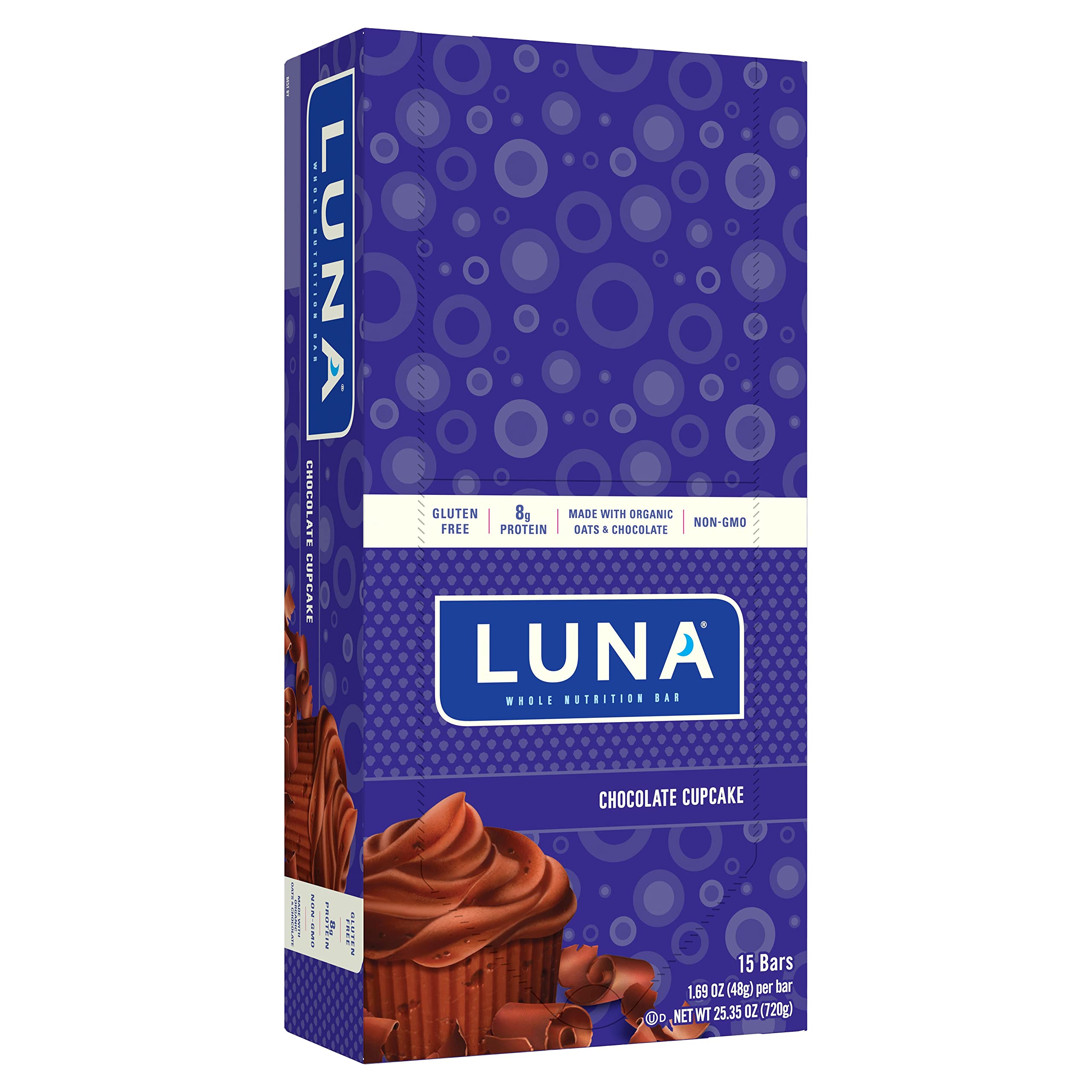 Luna BAR - Gluten Free Snack Bars - Chocolate Cupcake -8g of Protein - Non-GMO - Plant-Based Wholesome Snacking - On The Go Snacks (1.69 Ounce Snack Bars
