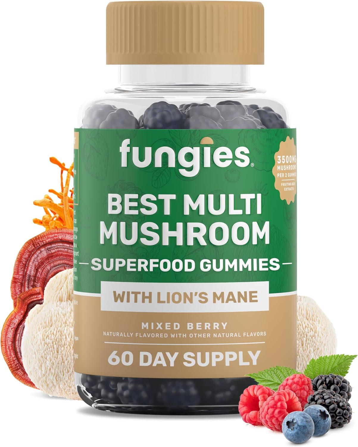 FUNGIES (Pack of 4) Fungies Reishi Mushroom Gummy Vitamins Calmative & Mood Su 60 Pieces