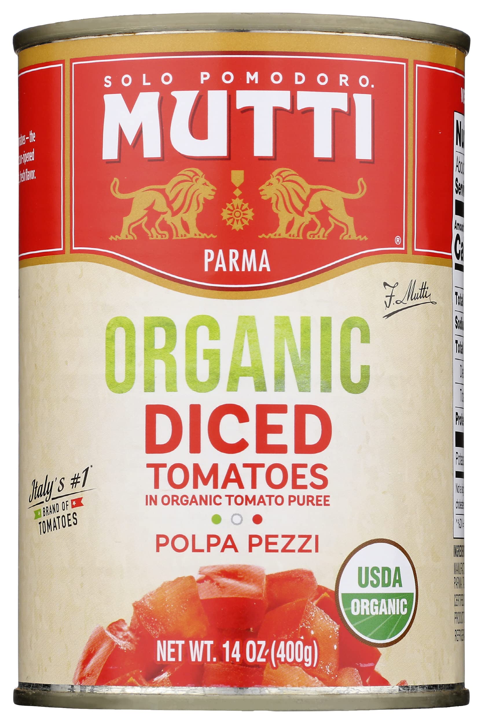 MUTTI (Pack of 24) Mutti Diced Tomatoes Canned Natural Grocery Tomato 14 Oz