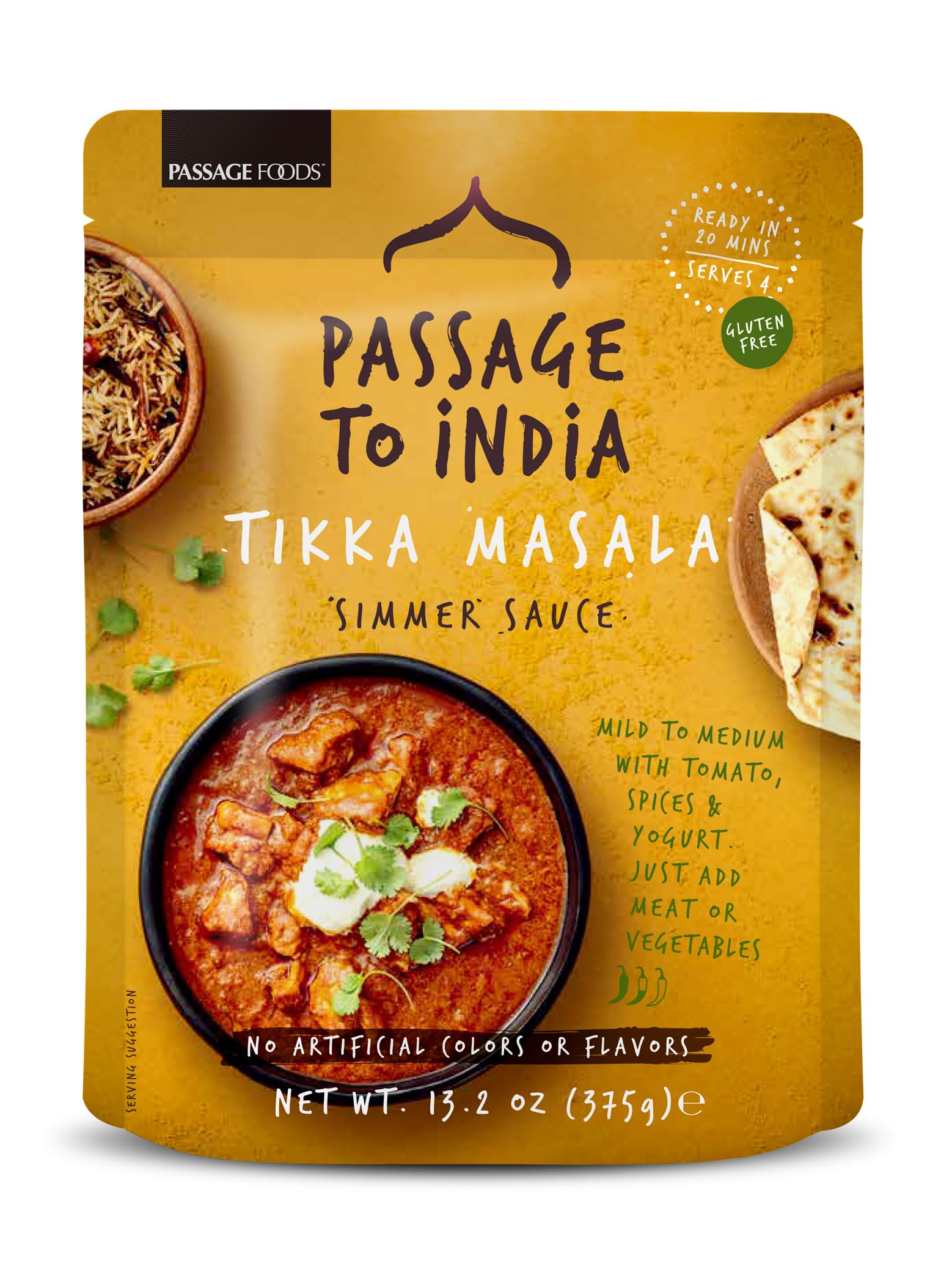 PASSAGE FOODS (Pack of 18) Passage Foods Sauce Tikka Masala Indian Condiment 13.2 Oz