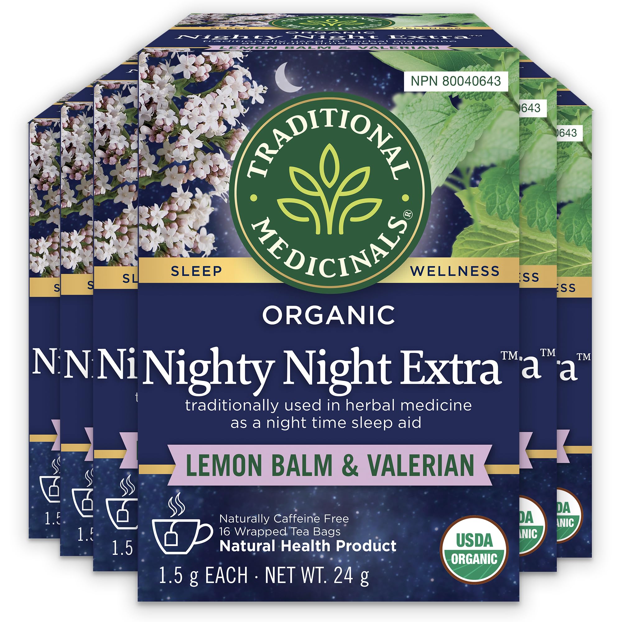 Traditional Medicinals Nighty Night Valerian Herbal Tea Bags 16 bag