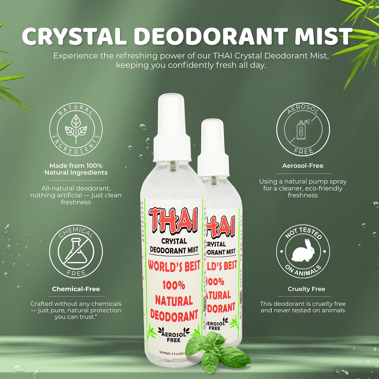 THAI DEODORANT (Pack Of 12) Thai Deodorant Crystal Mist 8 Oz