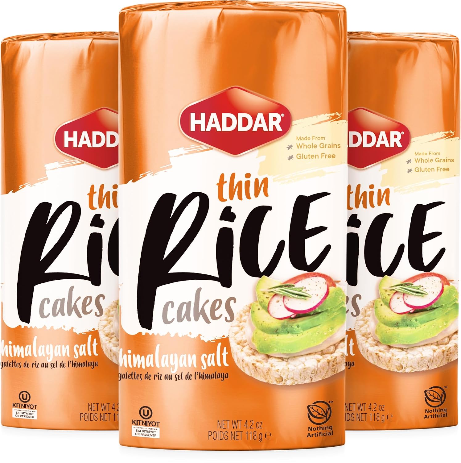HADDAR (Pack of 24) Haddar Rice Multigrain Himalayan Salt Natural Kosher Cake Ch 4.2 Oz