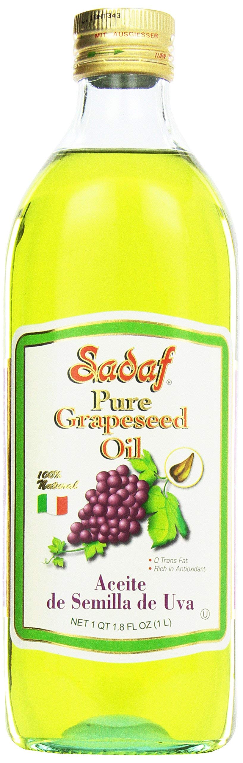 SADAF (Pack of 5) Sadaf Grapeseed Oil Middle Eastern Natural Cooking Oil 1 Liter