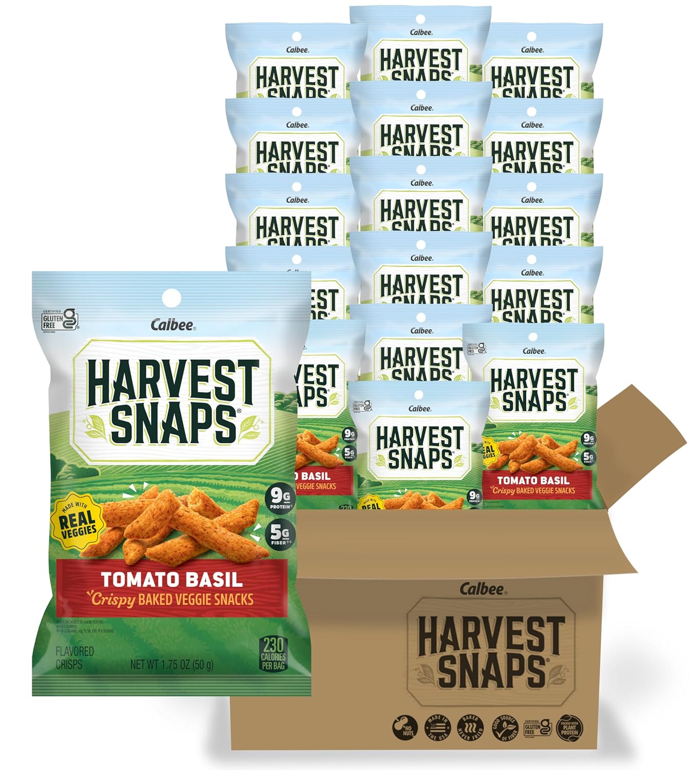 HARVEST SNAPS (Pack Of 16) Harvest Snaps Snack Crisps Tomato Basil 1.75 Oz