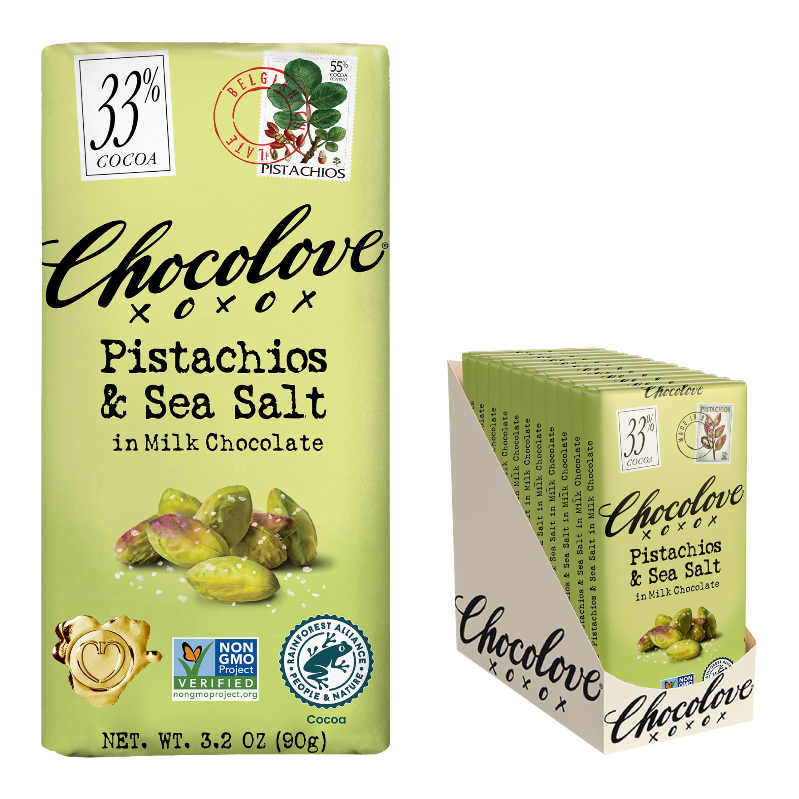 Chocolove Chocolate Bar Milk Pistachio Sea Salt