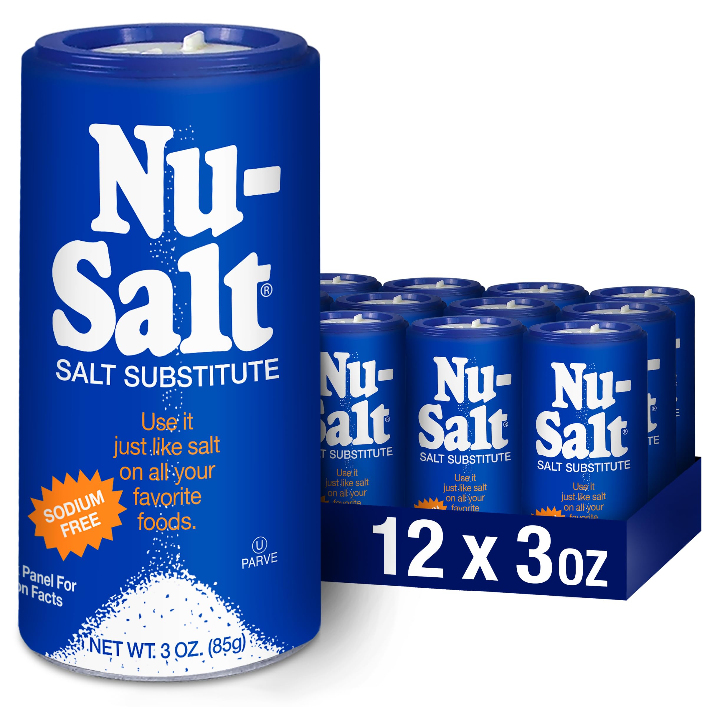 NU SALT (Pack of 36) Nu-Salt Salt Substitute Shaker Salt Blend Seasoning 3 Oz