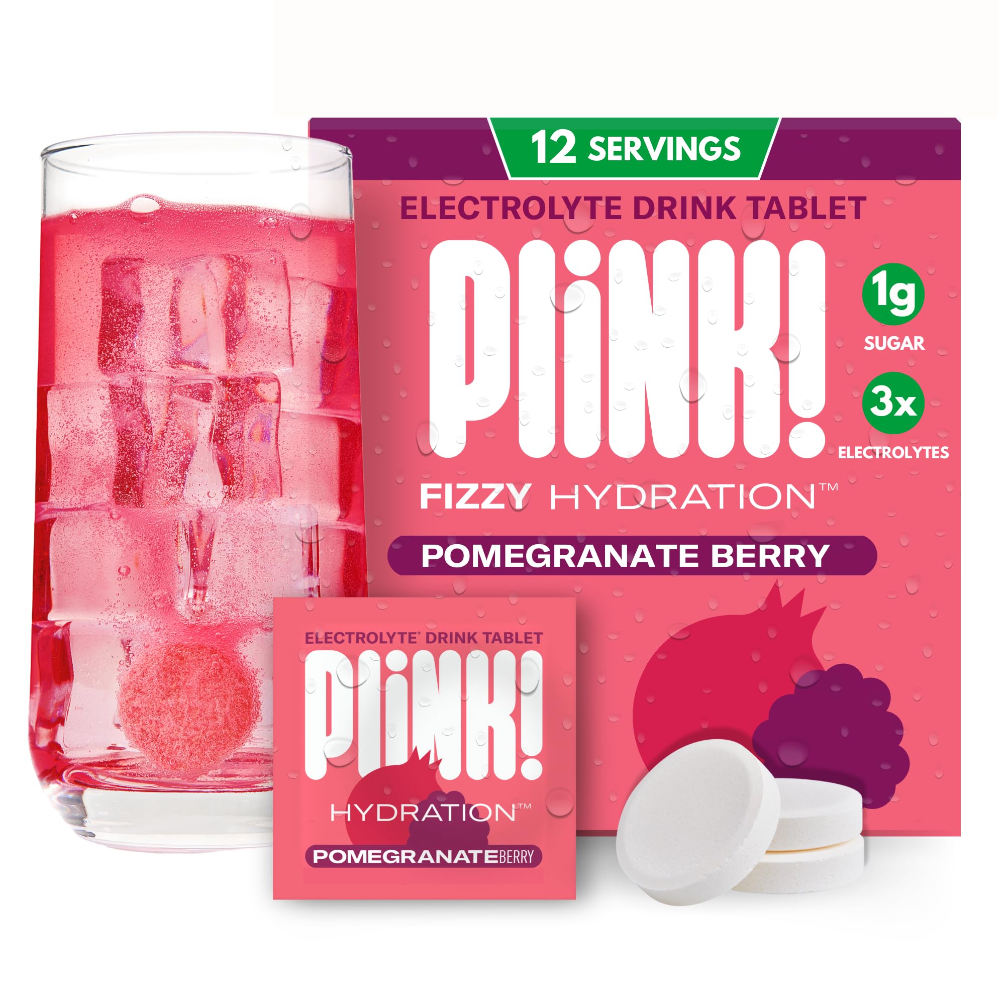 PLINK (Pack of 5) Plink Hydration Pomegranate Electrolyte Packets 1 Packets