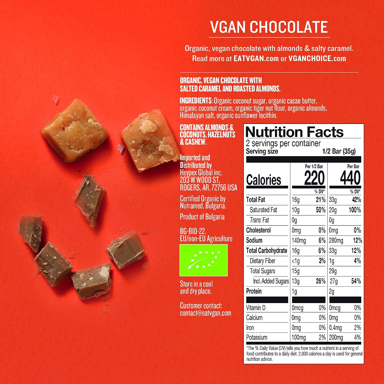 Vgan Chocolate Bar White Almond Salted Caramel