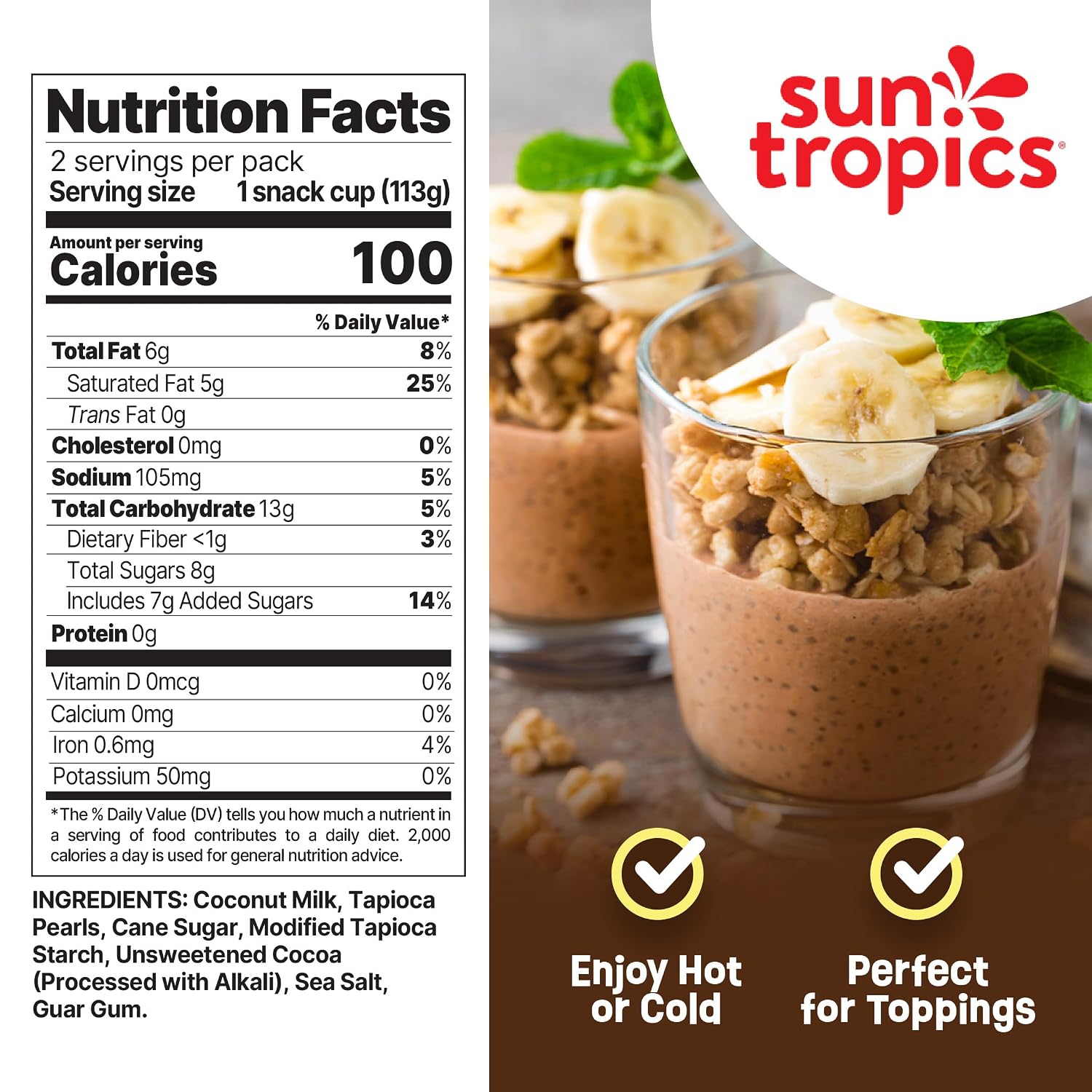 SUN TROPICS (Pack Of 12) Sun Tropics Pudding Tapioca Chocolate 8 Oz