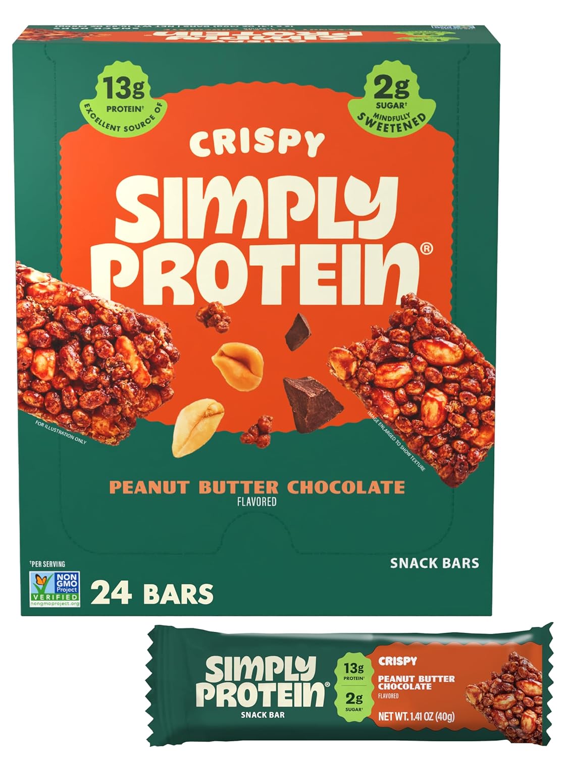 SIMPLYPROTEIN (Pack of 24) SimplyProtein Bar Peanut Butter Chocolate 1.41 Oz