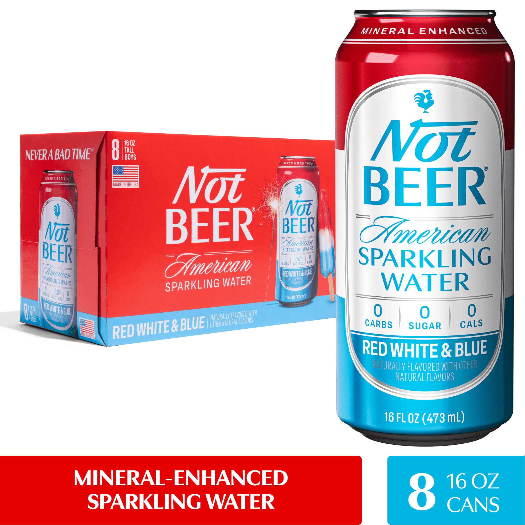 Not Beer Water Sparkling Drink Variety White Blue