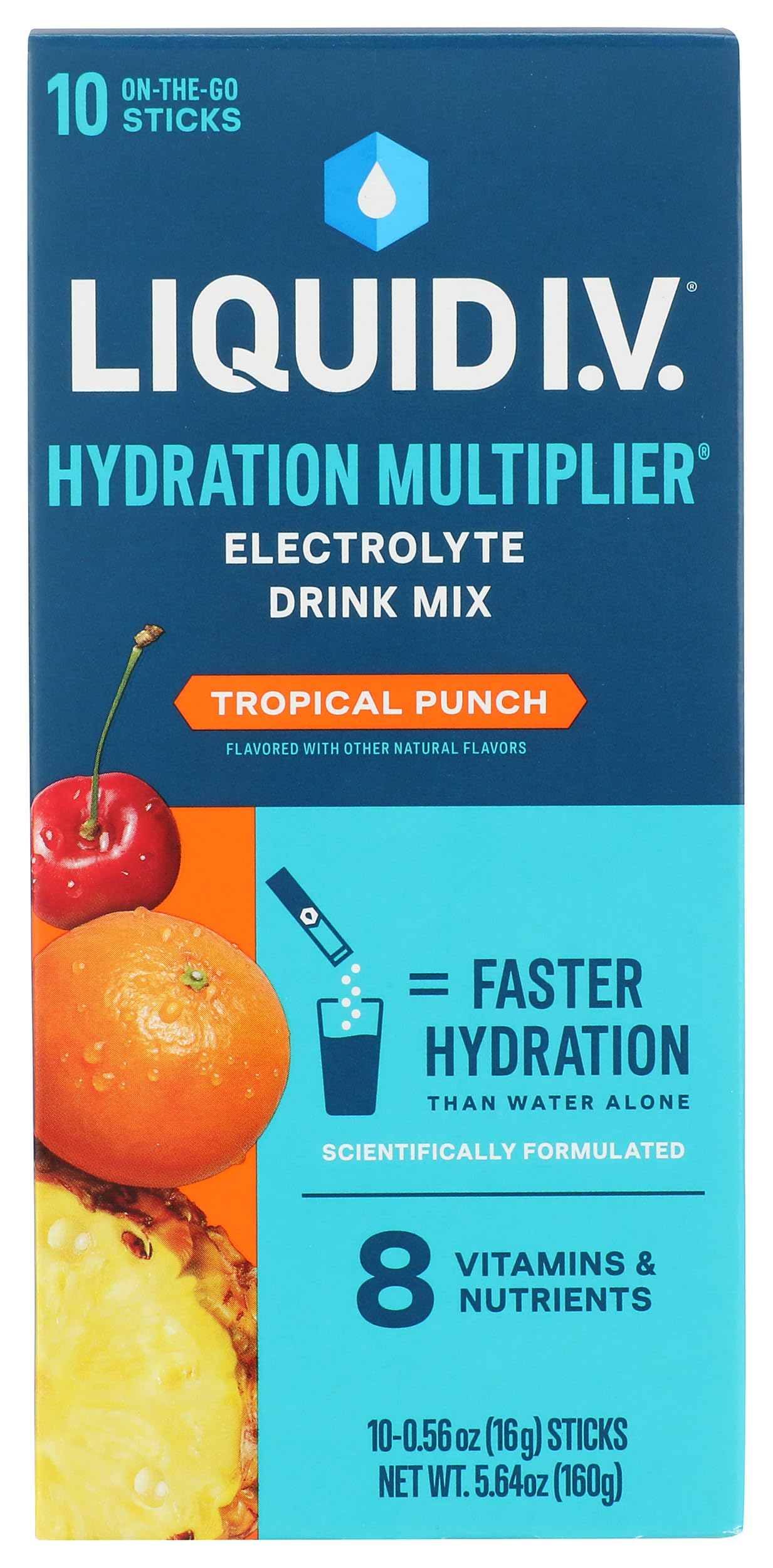 LIQUID IV (Pack of 3) Liquid Iv Hydration Tropical Punch Electrolyte Drink Mix 10 5.65 Oz