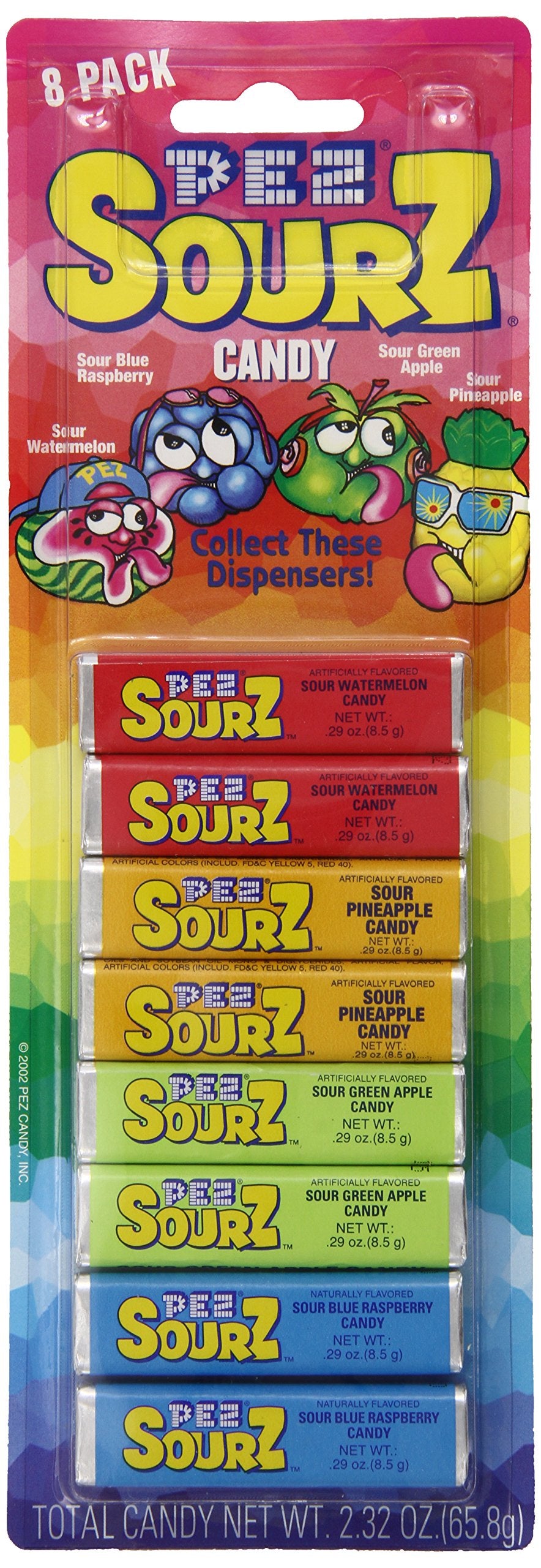 Pez Hard Candy Refill 8 Pack Assorted Fruit Flavors