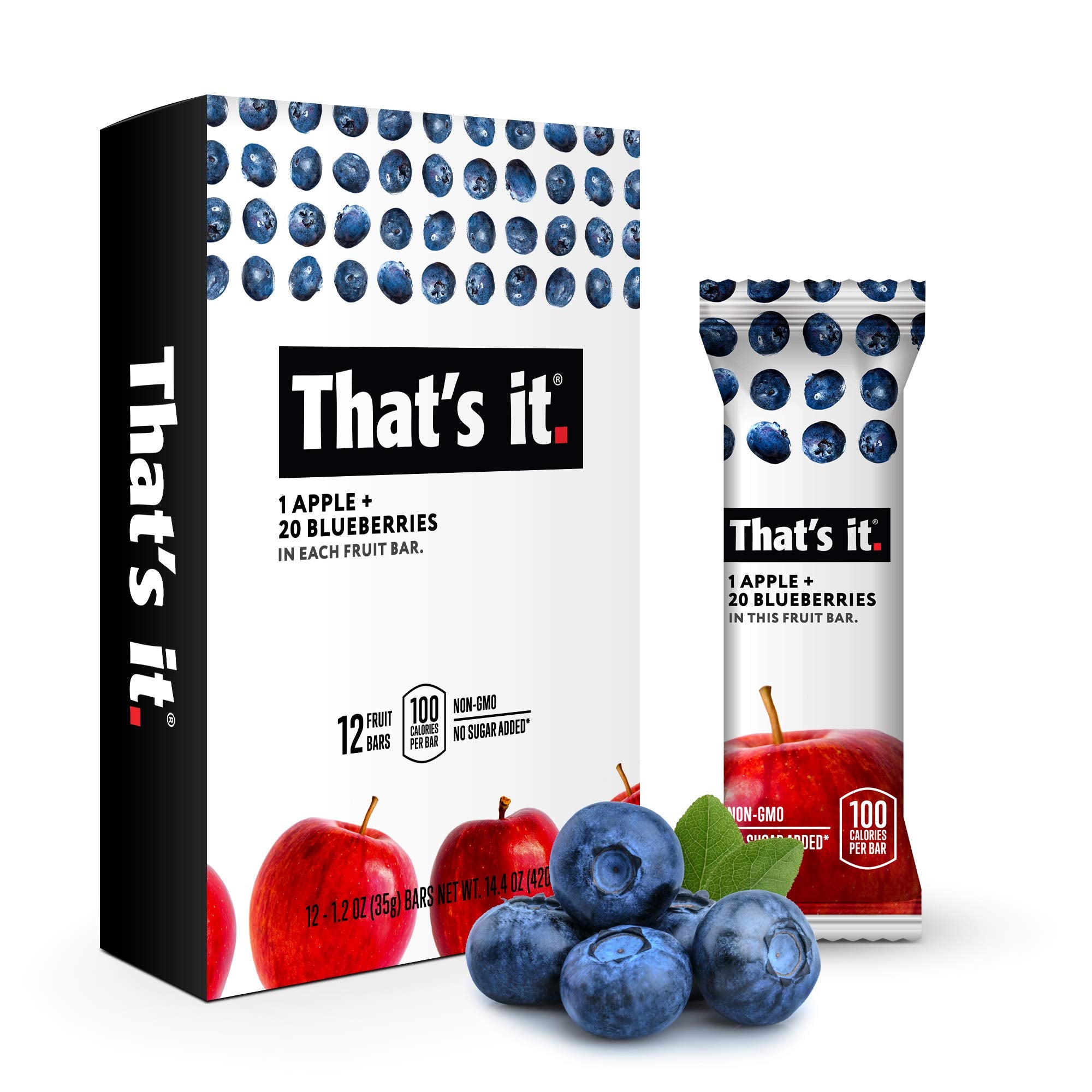 THATS IT (Pack of 36) That's It Fruit Apple Blueberry Nutritional Bars 1.2 Oz