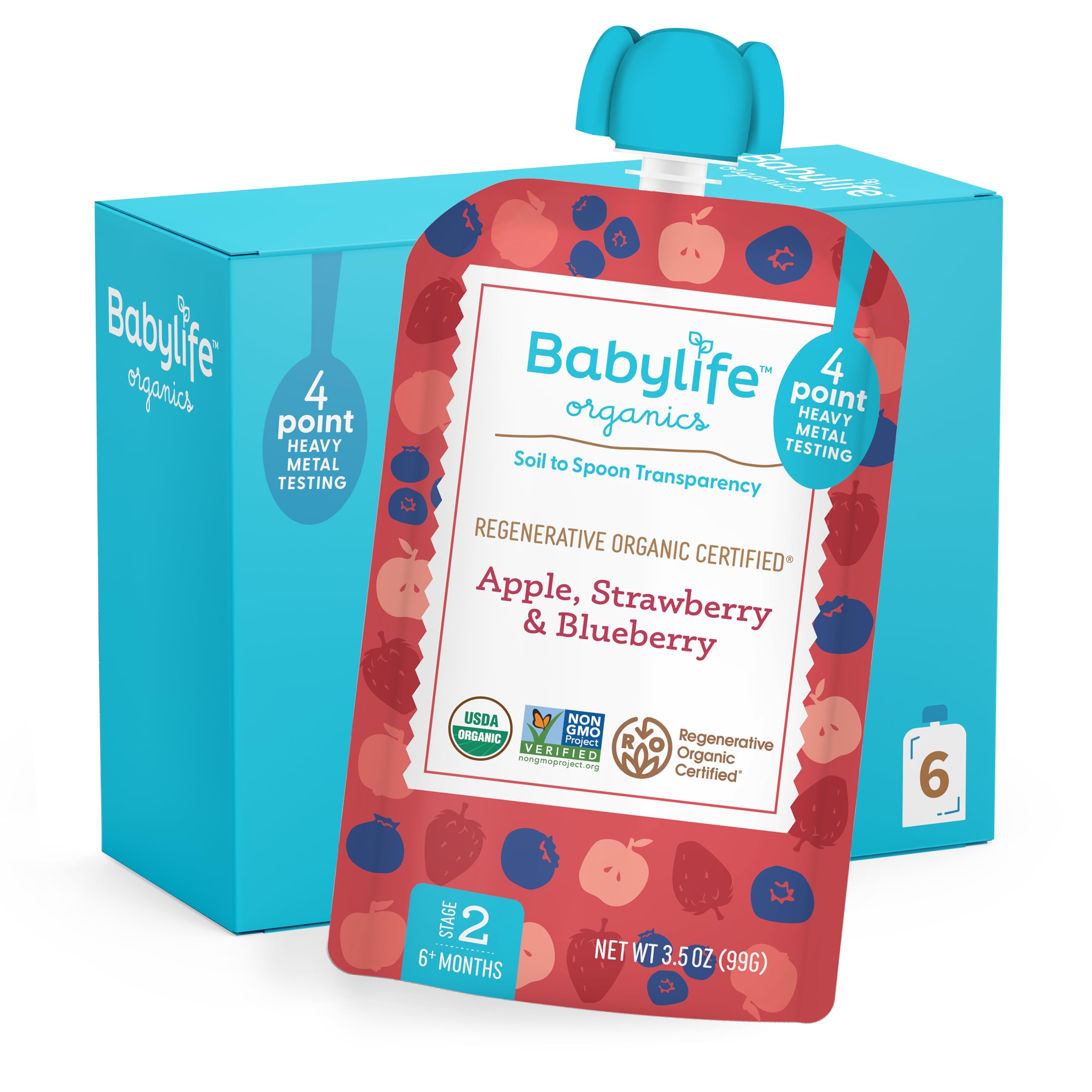 BABYLIFE (Pack of 24) Babylife Apple Strawberry Blueberry Baby Food Pouch 3.5 Oz
