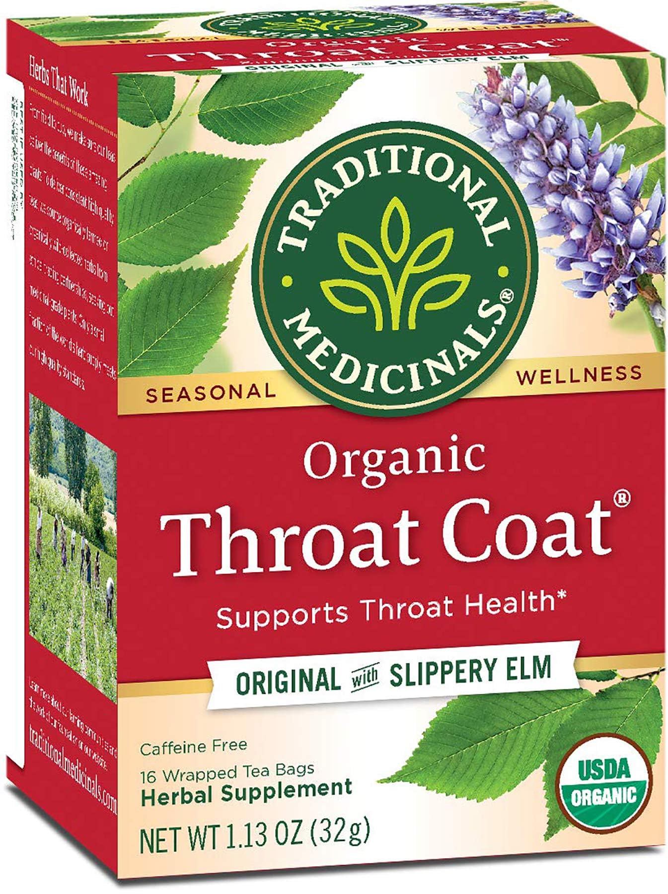 Traditional Medicinals Tea Throat Coat Herbal Medicinal Tea 16 bag