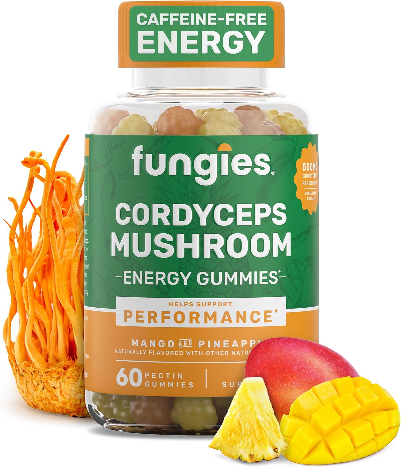 FUNGIES (Pack of 4) Fungies Cordyceps Mushroom Gummy Energy Supplement Gummys 60 Pieces