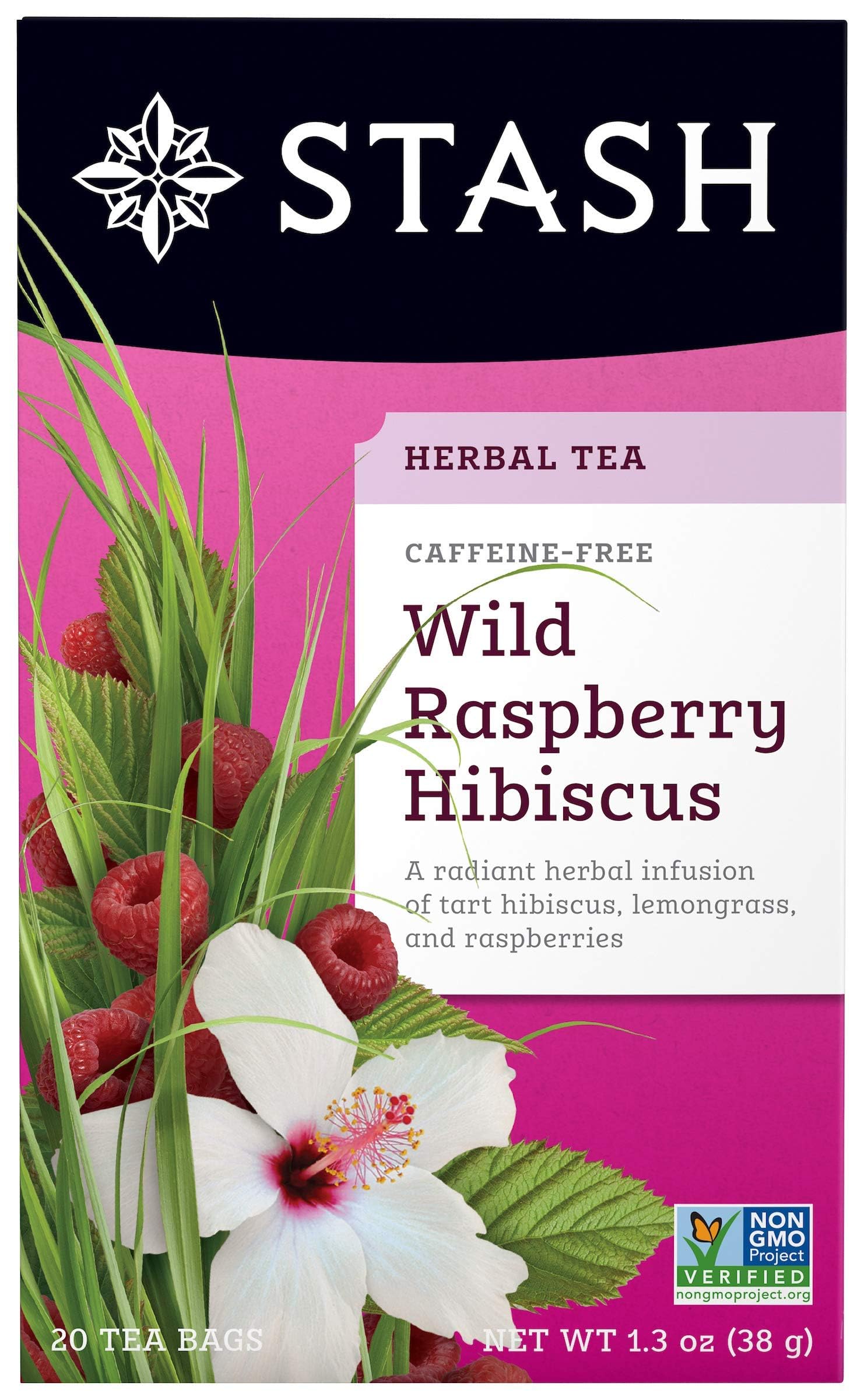 STASH TEA (Pack of 18) Stash Tea Wild Raspberry Hibiscus Herbal Tea Bags 20 bag