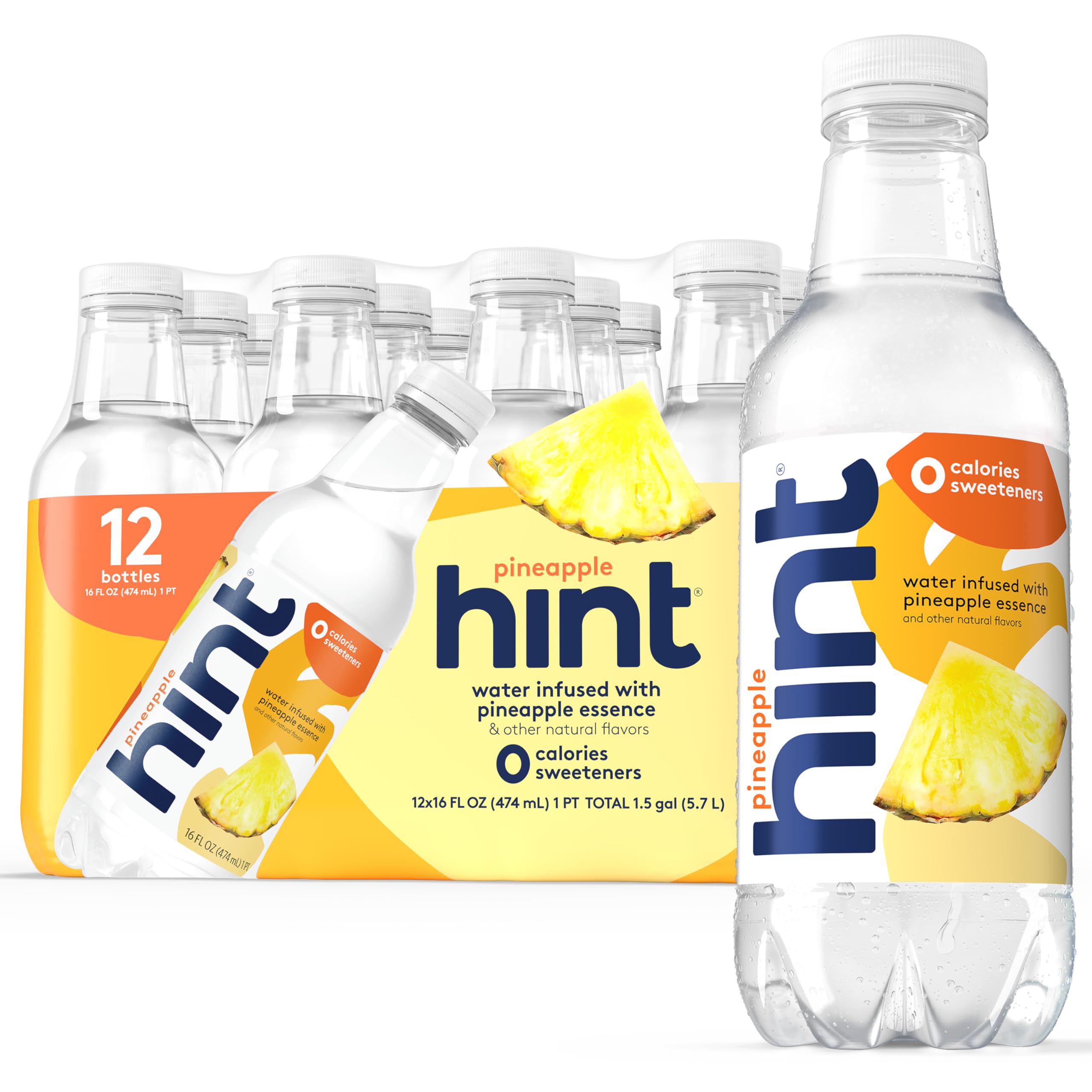 HINT (Pack of 24) Hint Water Essence Pineapple Flavored Non Carbonated Bever 16 Fl Oz