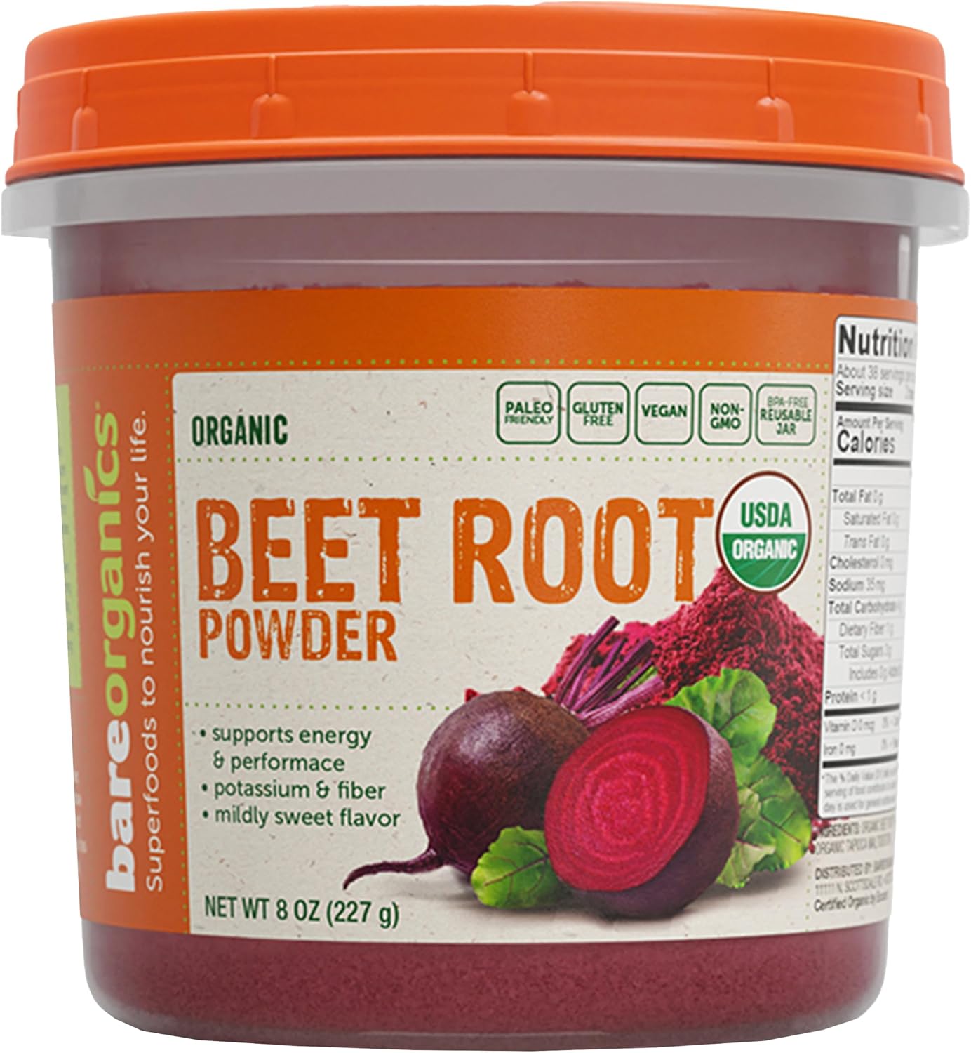 BAREORGANICS (Pack of 3) Bareorganics Organic Beet Root Powder Supplement 8 Oz