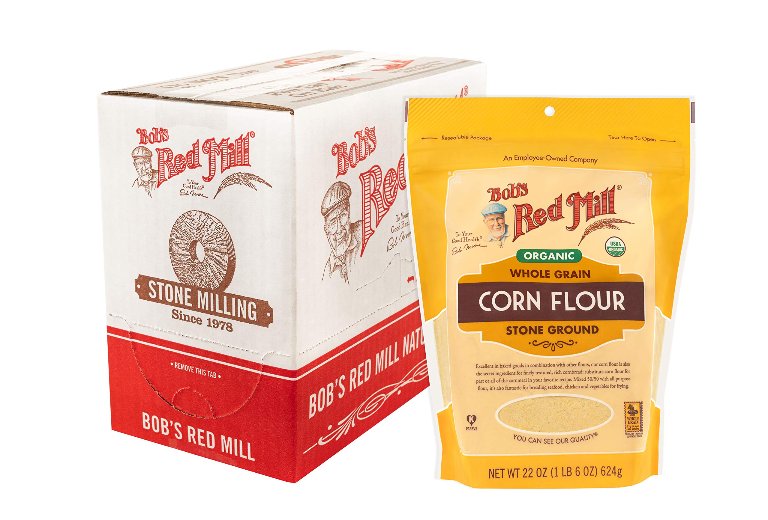 BOBS RED MILL (Pack of 16) Bob's Red Mill Organic Corn Flour Baking Ingredient 22 Oz