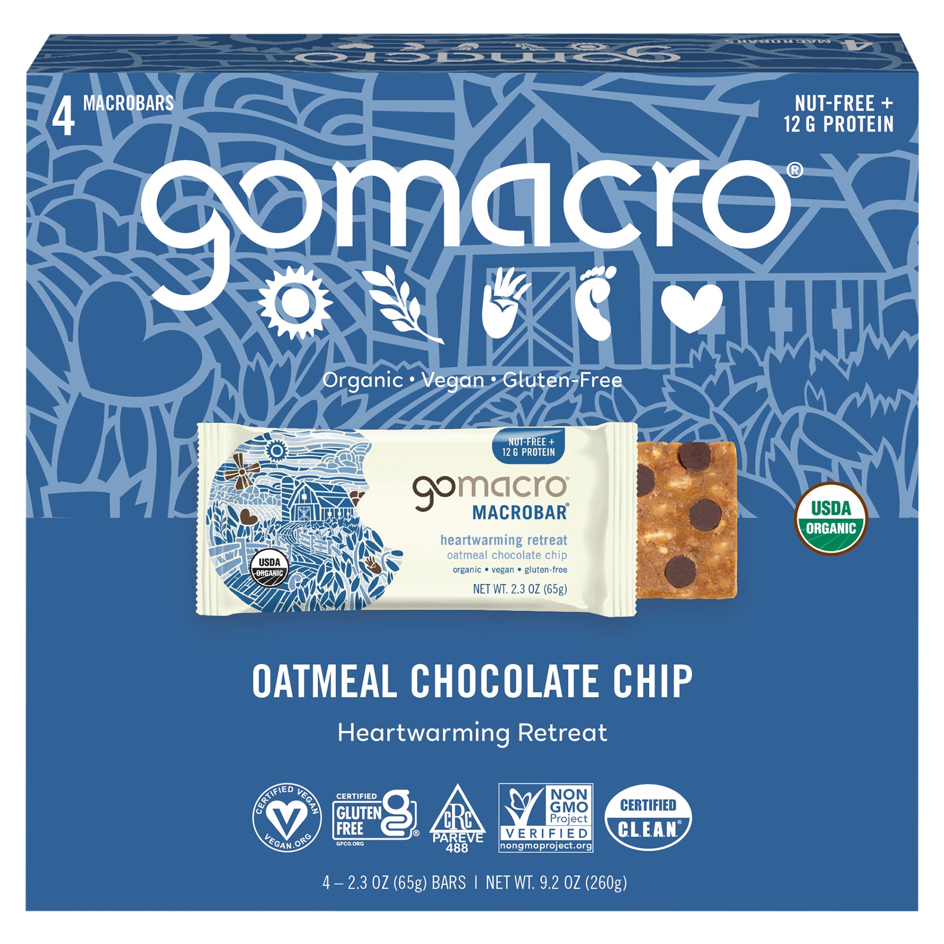 Gomacro Bar Oatmeal Chocolate Chip 4Ct 9.2 oz (Pack Of 7)