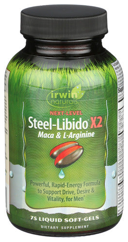 Irwin Naturals Mens Steel Libido X2 75 Soft Gels Maca & L-Arginine