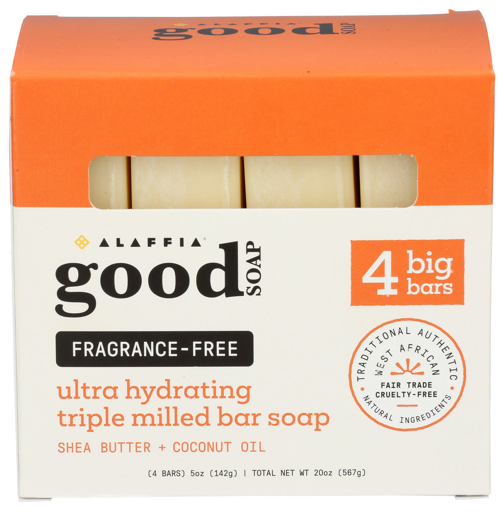 ALAFFIA (Pack of 6) Alaffia Fragrance Free Soap Bar Bath Prebiotic Bar Soap 4 Pack