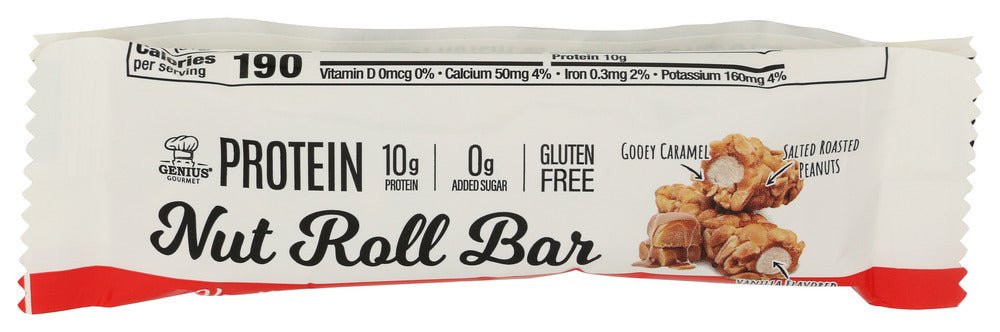 Genius Gourmet Keto Bars Roll Vanilla Caramel Peanut