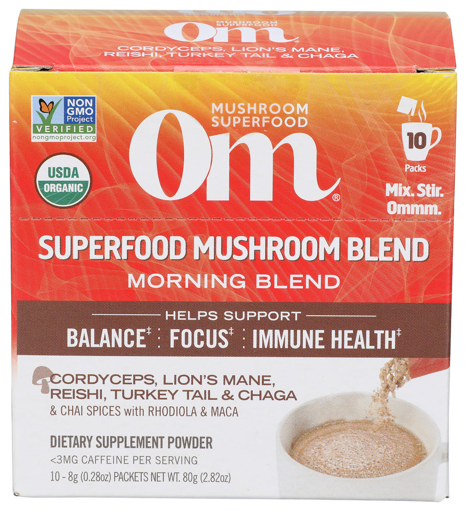 OM MUSHROOMS (Pack of 4) Om Mushrooms Mushroom Energy AM Energy Supplement 10 Pack