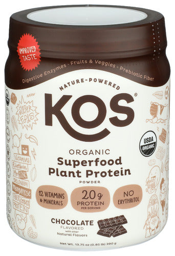 KOS (Pack of 2) KOS Protein Plant Protein Powder Chocolate Organic 13.75 Oz