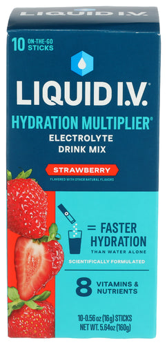 LIQUID IV (Pack of 3) Liquid Iv Hydration Strawberry 10 Count Box Electrolyte Drin 5.64 Oz