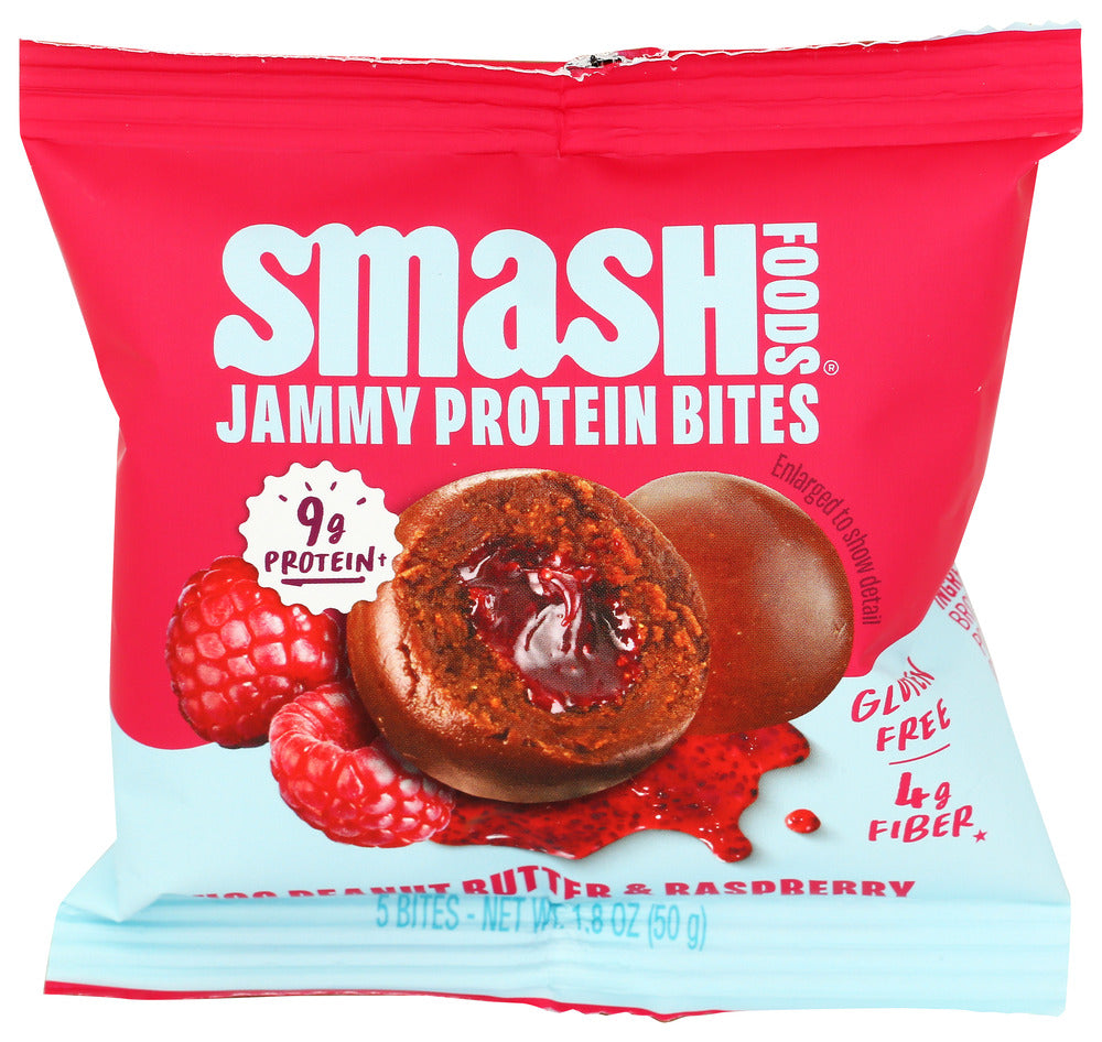 SMASH FOODS (Pack of 24) Smash Foods Snack Bites Chocolate Peanut Butter Raspberry 1.8 Oz