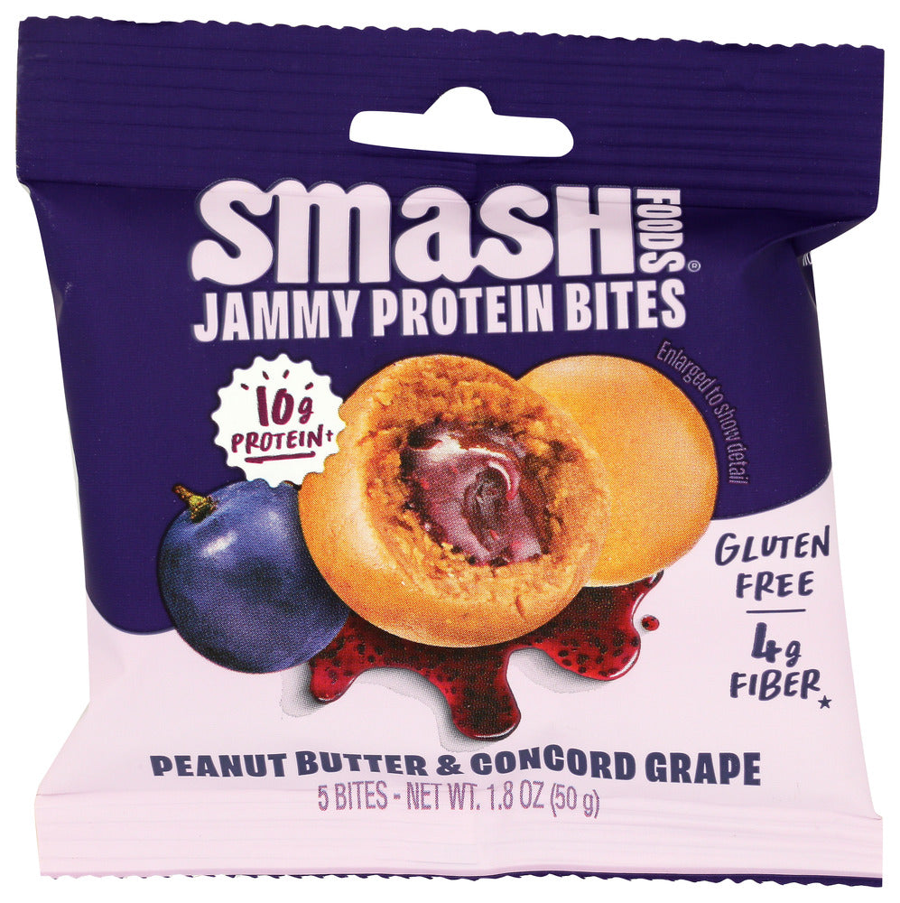 SMASH FOODS (Pack of 24) Smash Foods Snack Bites Peanut Butter Grape Jam Fruit Snacks 1.8 Oz
