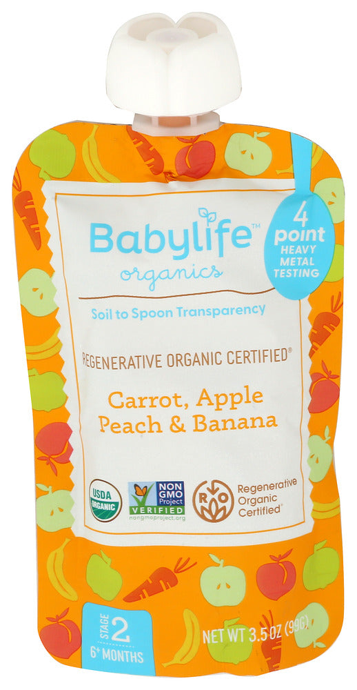 BABYLIFE (Pack of 24) Babylife Banana Apple Carrot Baby Food Pouch Puree & Mash 3.5 Oz