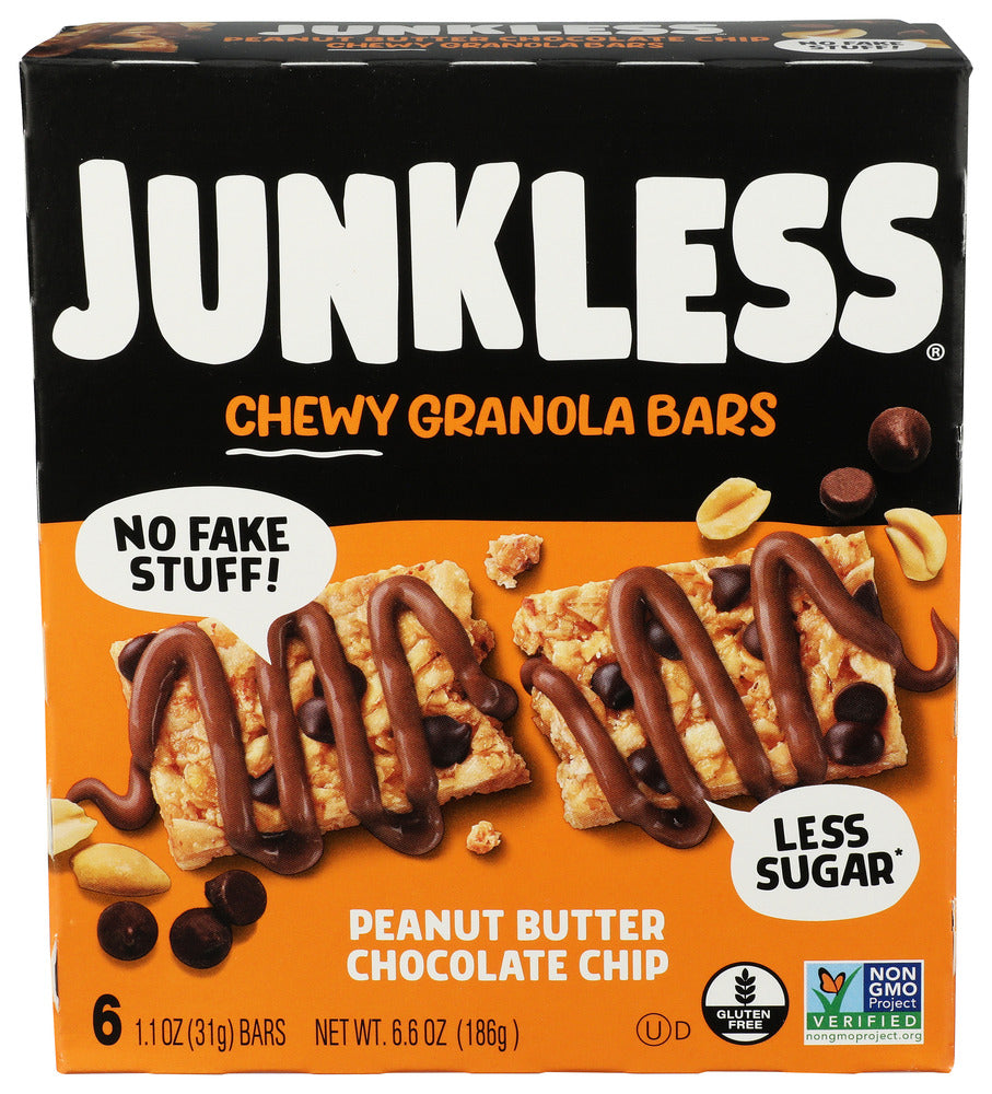 Junkless Simply Eight Junkless Chewy Granola Bars, Peanut Butter Chocolate Chip, 6 - Bars