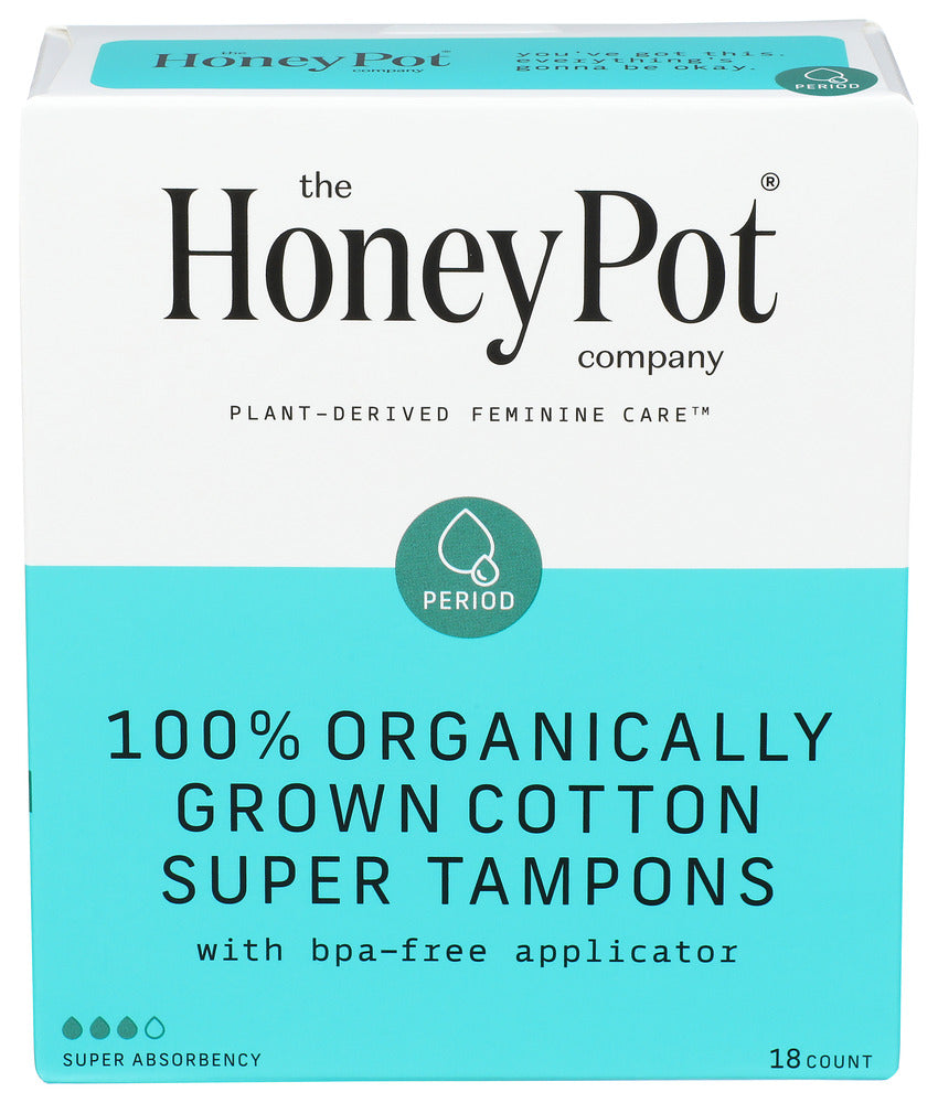 THE HONEY POT (Pack of 8) The Honey Pot Tampon Super Cotton 18 Each