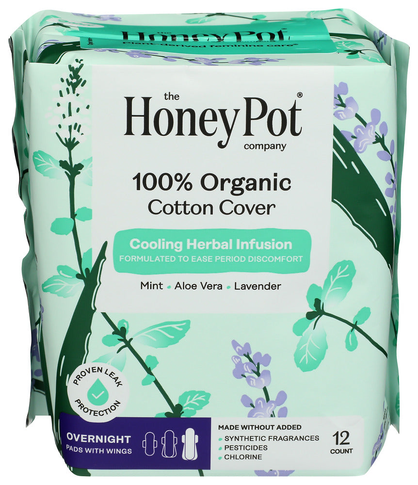 THE HONEY POT (Pack Of 6) The Honey Pot Pads Overnight Cooling Herbal Infusion Lavender Mint Aloe Vera 12 Each