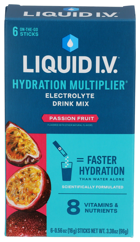 LIQUID IV (Pack of 5) Liquid Iv Hydration Passion Fruit 6 Count Box 3.39 Oz
