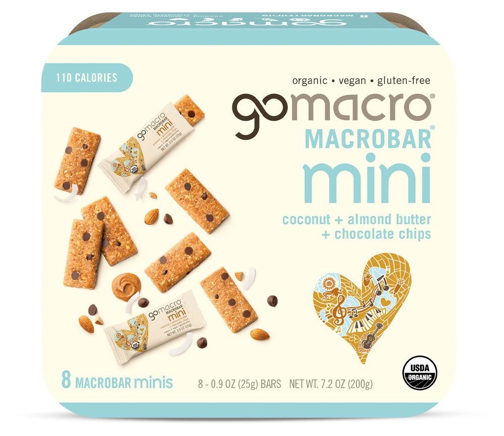 Gomacro MacroBar Mini Organic Vegan Snack Bars - Coconut + Almond Butter + Chocolate Chips (0.90 Ounce